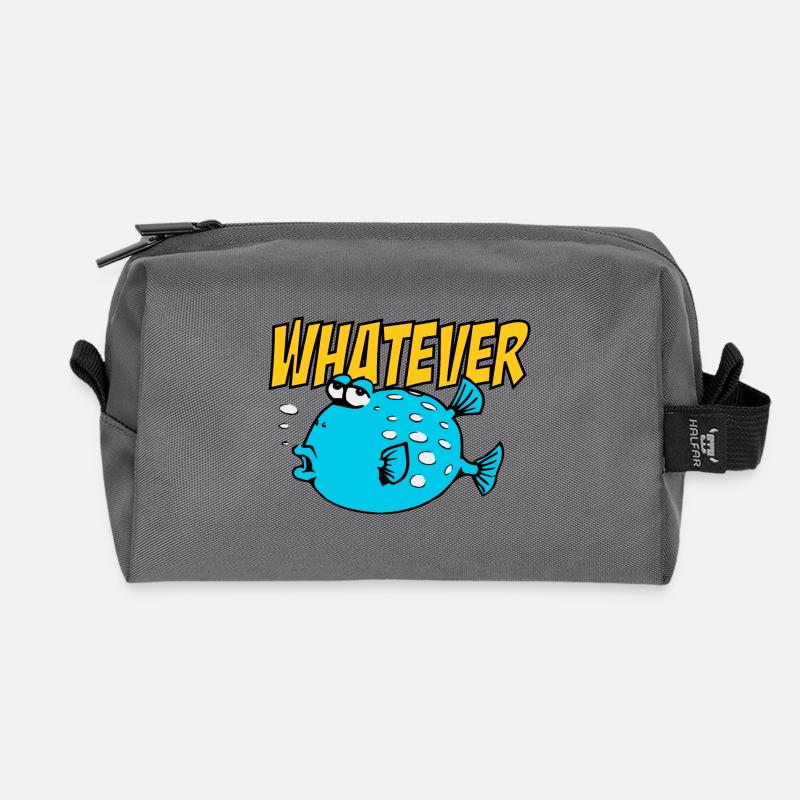 Whatever Fishi - Recycled Toiletry Zip Bag - anthracite
