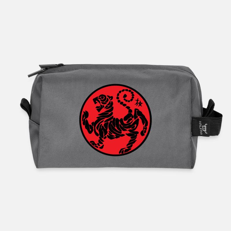 Shotokan Tiger schwarz auf rot - Recycelte Kulturtasche - Anthrazit