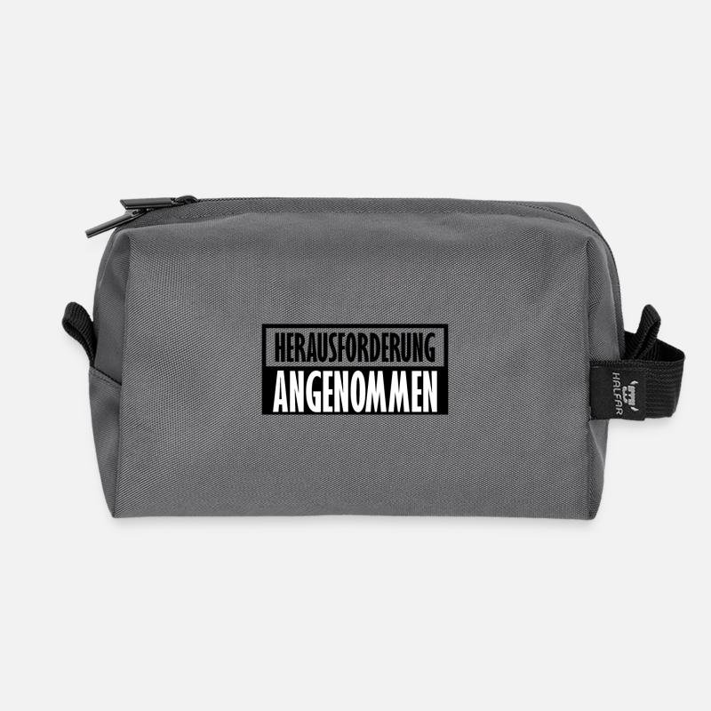 Herausforderung angenommen | Geschenk - Recycelte Kulturtasche - Anthrazit