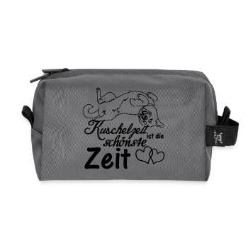 Kuschelzeit,schönste Zeit Hunde, Sprüche, Geschenk - Recycelte Kulturtasche - Anthrazit - Vorne