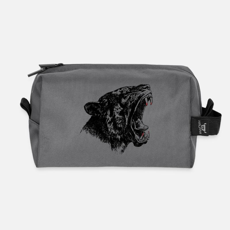 Schwarzer Panther Raubkatze - Recycelte Kulturtasche - Anthrazit