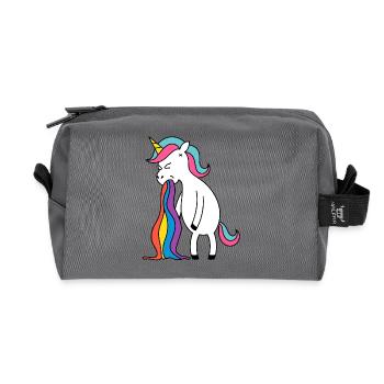 Unicorn rainbow puke. No buck Gagging - Recycled Toiletry Zip Bag - anthracite - Front
