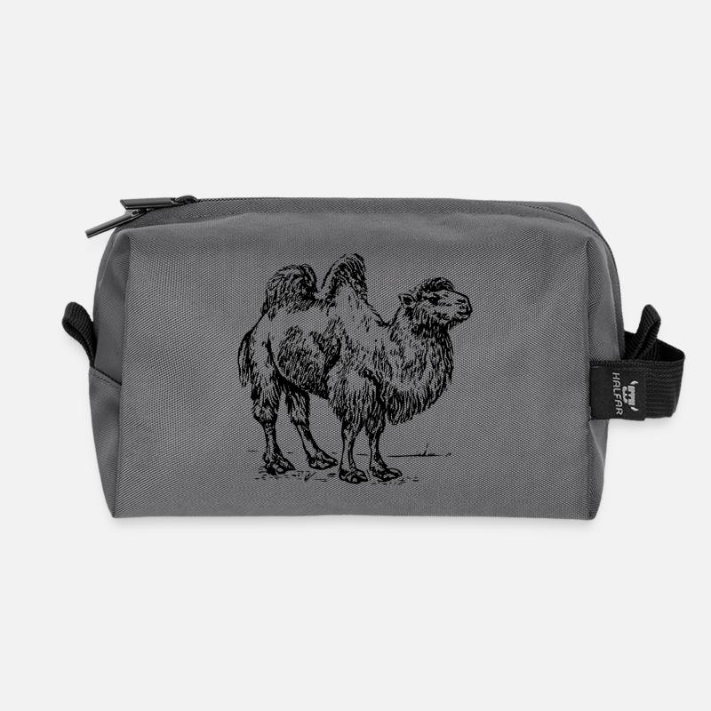camel - Recycled Toiletry Zip Bag - anthracite