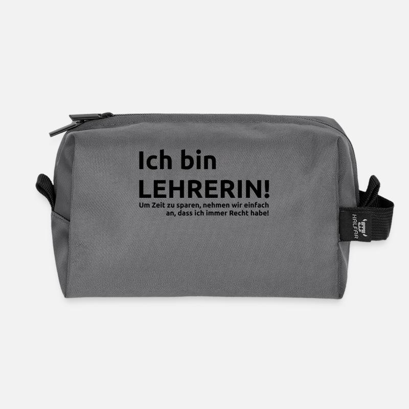 Ich bin Lehrerin Spruch Geschenk Geschenkidee - Recycelte Kulturtasche - Anthrazit