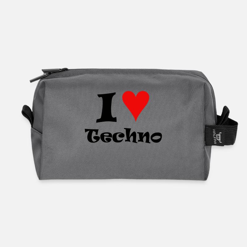 I love Techno - Recycelte Kulturtasche - Anthrazit