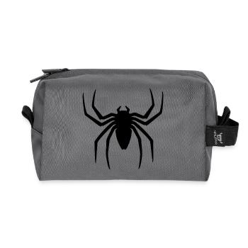 Schwarze Spinne Halloween Geschenkidee - Recycelte Kulturtasche - Anthrazit - Vorne