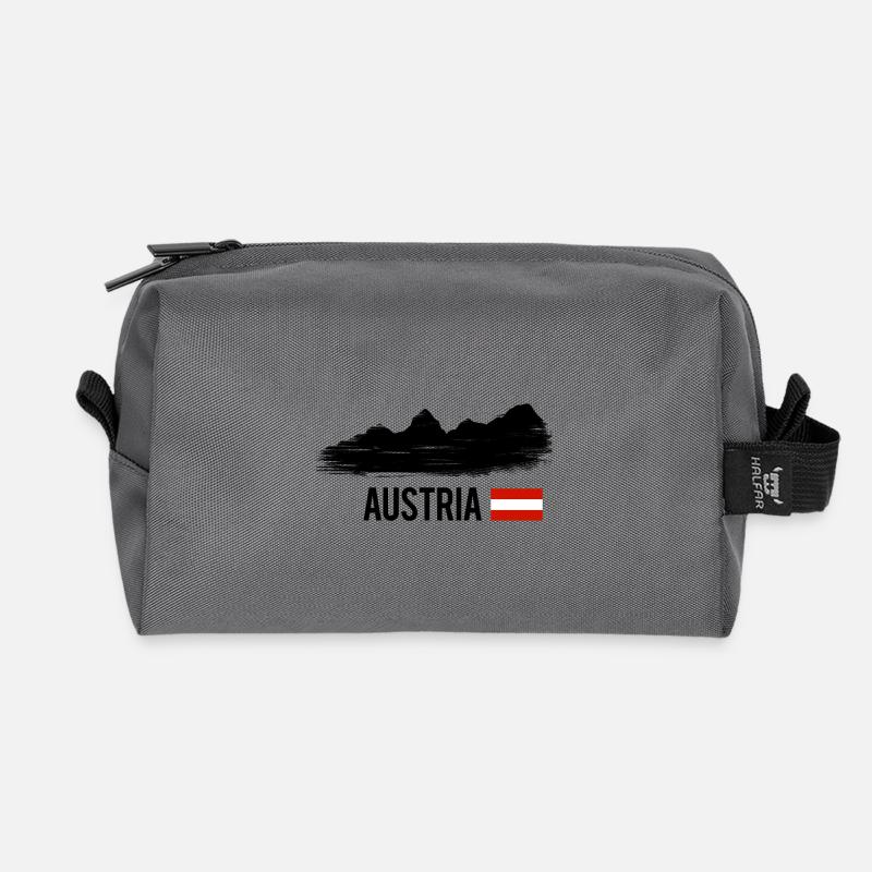 Austria - "mountains" - Recycled Toiletry Zip Bag - anthracite