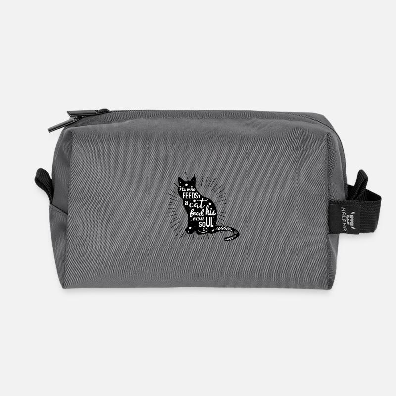 Hey who feeds a cat - Recycled Toiletry Zip Bag - anthracite