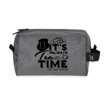 Alice in wonderland quote: It’s always tea time - Recycled Toiletry Zip Bag - anthracite - Front