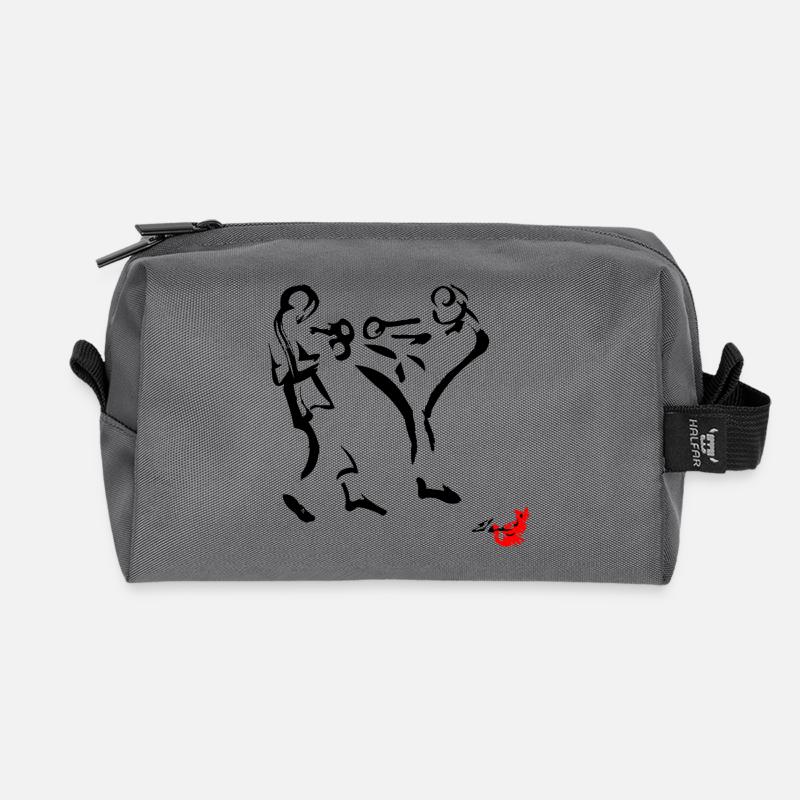 MUAY THAI, THAILAND BOXE, THAI BOXE, - Recycled Toiletry Zip Bag - anthracite