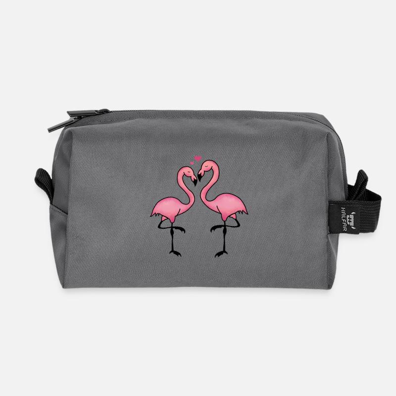 flamingos Liebe - Recycelte Kulturtasche - Anthrazit