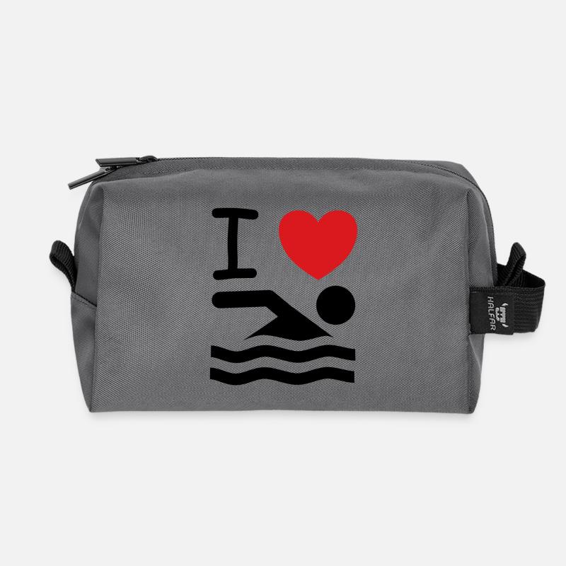 I Love Schwimmen Spruch Geschenk Idee - Recycelte Kulturtasche - Anthrazit