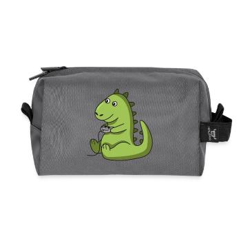 Gamer dinosaure cadeau idée dino trex jeu - Trousse de toilette en tissu recyclé - anthracite - Devant