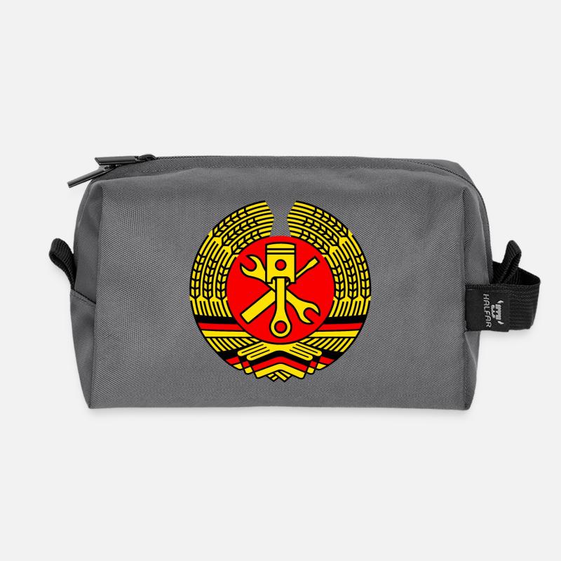 DDR Werkstatt Tuning Wappen 3c (+ Dein Text) - Recycelte Kulturtasche - Anthrazit