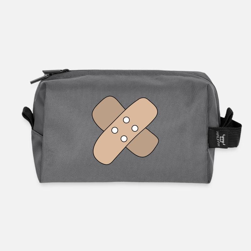 Pflaster, Wunde, Verletzung, Heilung, Geschenkidee - Recycelte Kulturtasche - Anthrazit