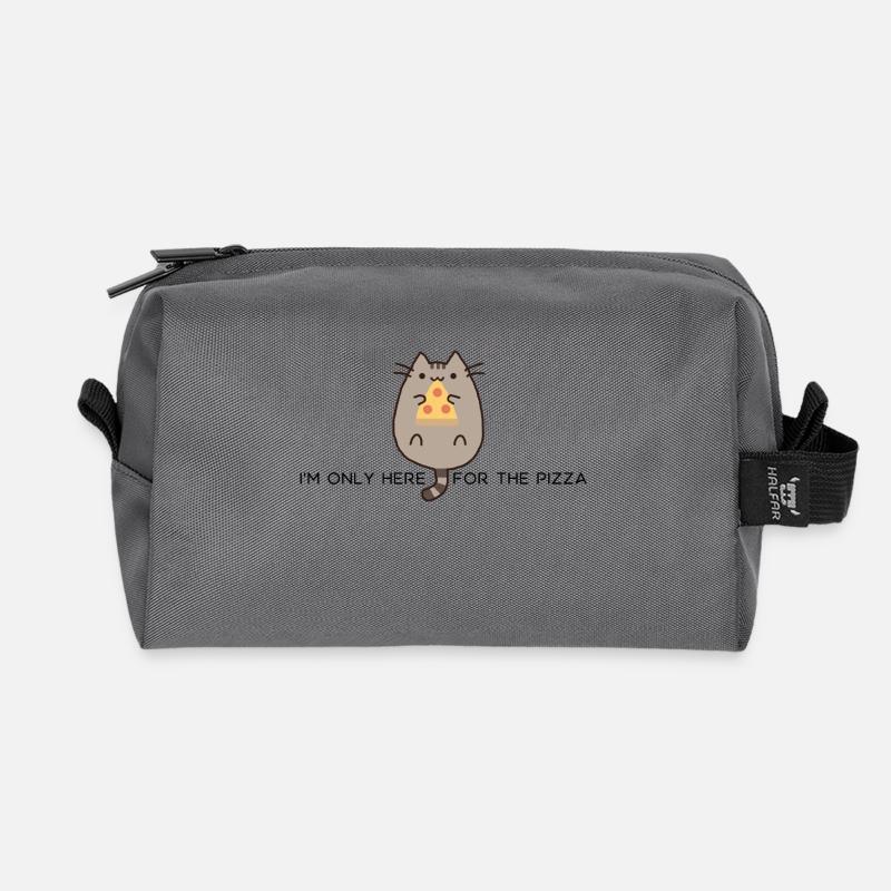 Katze isst Pizza niedlich lustig Geschenk - Recycelte Kulturtasche - Anthrazit