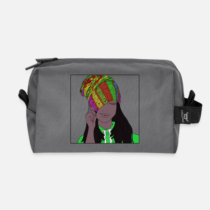 Dame mit Mütze - Recycelte Kulturtasche - Anthrazit
