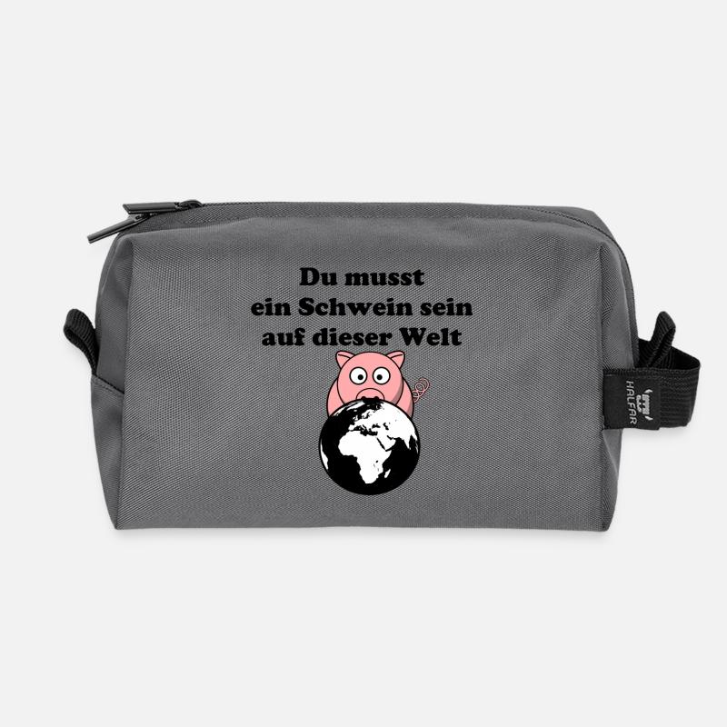 Du musst ein Schwein sein - Recycelte Kulturtasche - Anthrazit