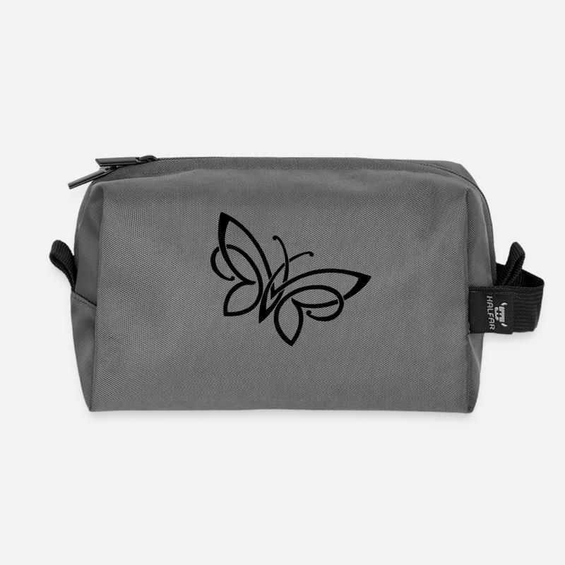 schlichter Schmetterling - Recycelte Kulturtasche - Anthrazit