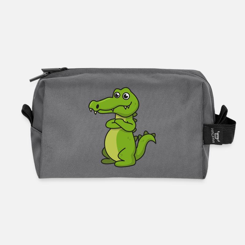 Krokodil Comic Geschenk Kroko Kind Echse Tier Nil - Recycelte Kulturtasche - Anthrazit