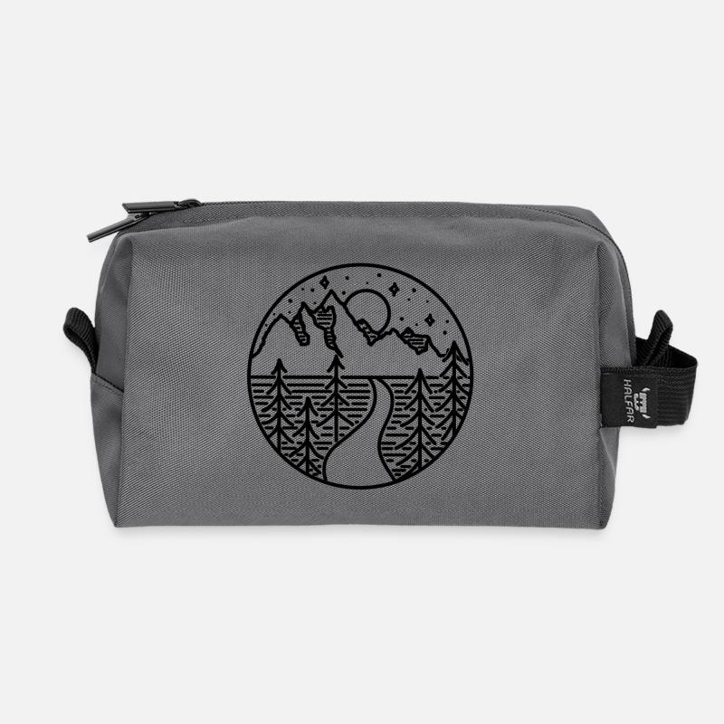 Nature river mountain forest - Recycled Toiletry Zip Bag - anthracite