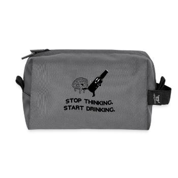 Stop Thinking Start Drinking - Recycled Toiletry Zip Bag - anthracite - Front