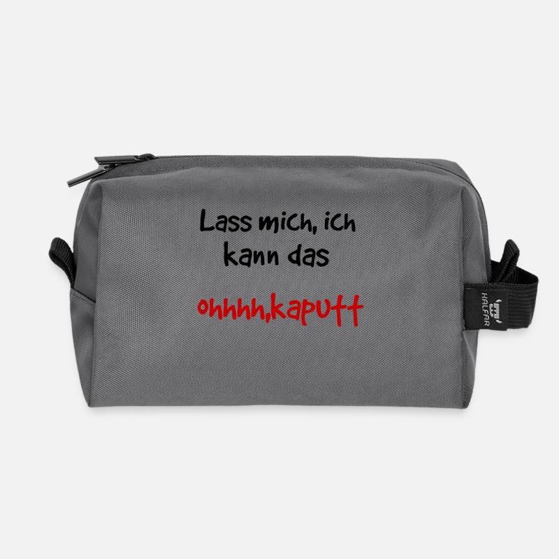 Lustiger Spruch ich kann das - Recycelte Kulturtasche - Anthrazit