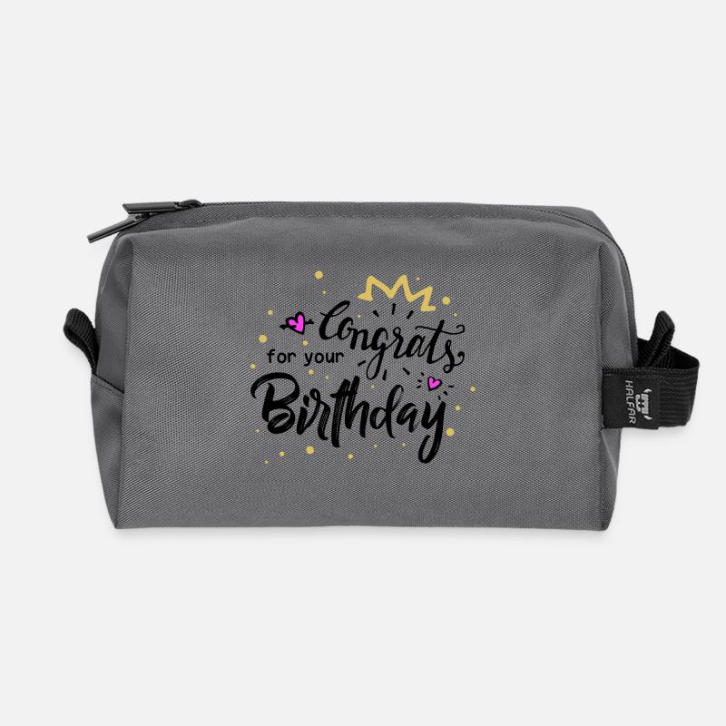 Congrats Birthday - Recycelte Kulturtasche - Anthrazit