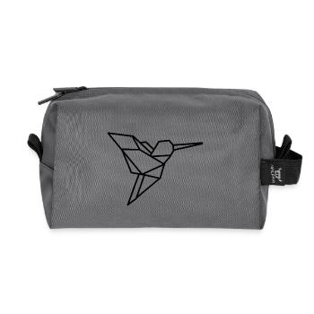 Oiseau origami - Trousse de toilette en tissu recyclé - anthracite - Devant
