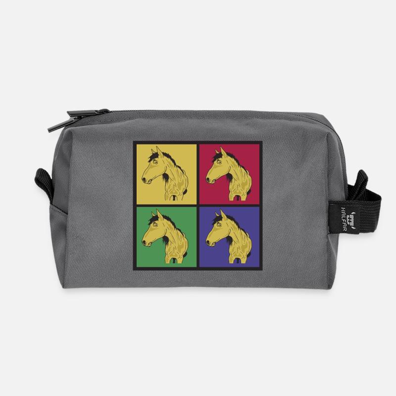 Pferde Pop-Art - Recycelte Kulturtasche - Anthrazit