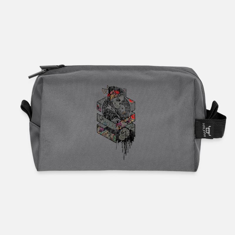 Geisha skeleton bone used look - Recycled Toiletry Zip Bag - anthracite