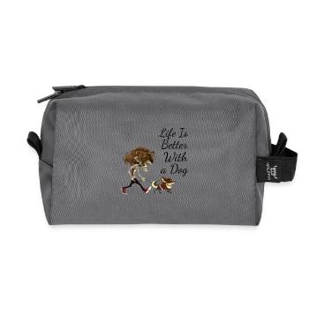 Conception de chien pour les propriétaires de chiens - Trousse de toilette en tissu recyclé - anthracite - Devant
