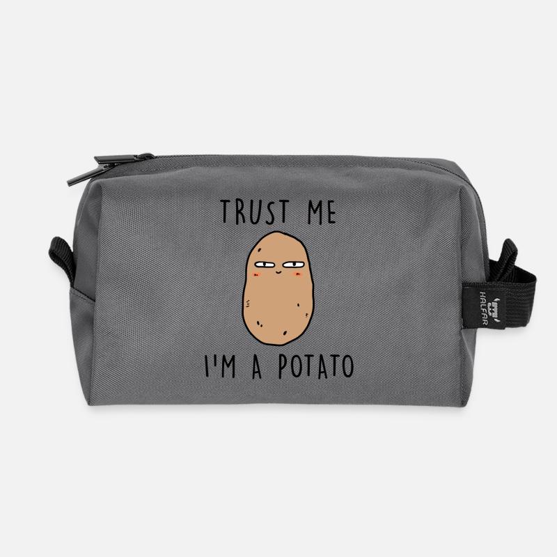 TRUST ME AT A POTATO - Recycled Toiletry Zip Bag - anthracite