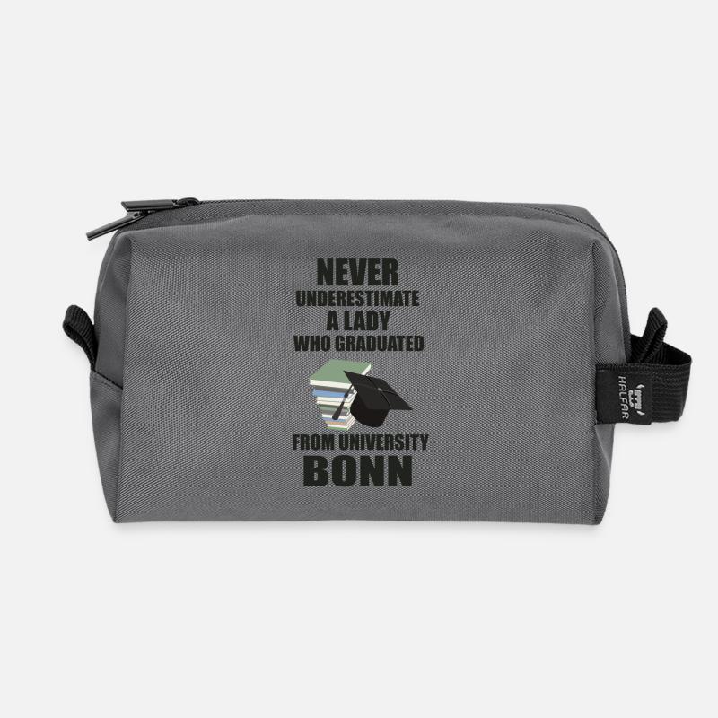 Never Underestimate a Lady - University Bonn - Recycelte Kulturtasche - Anthrazit
