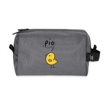 Beep! Cute Chick Cartoon Design - Recycled Toiletry Zip Bag - anthracite - Front