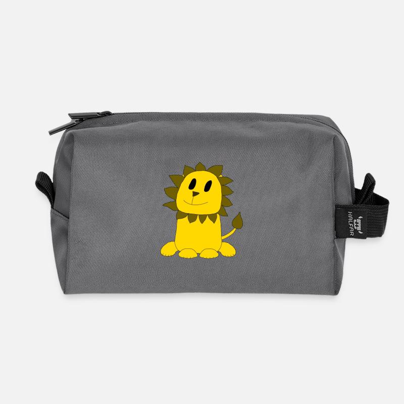 Funny Lion Leo - Recycled Toiletry Zip Bag - anthracite