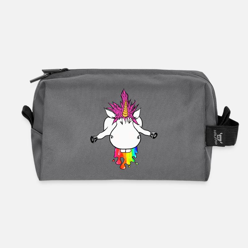 Regenbogen Einhorn Farbklecks Regenbogenkotze - Recycelte Kulturtasche - Anthrazit