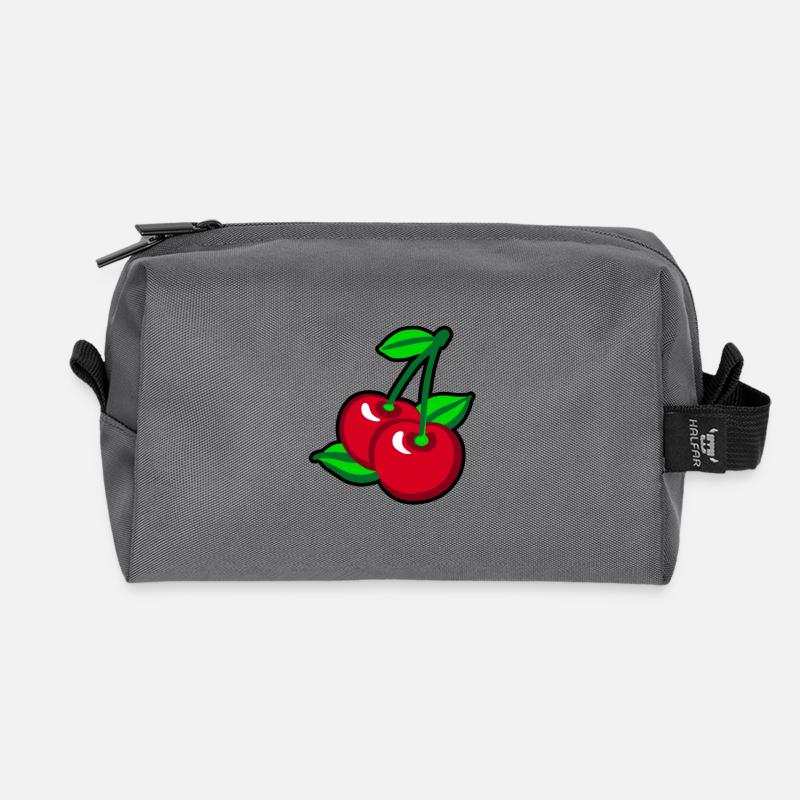 Red Cherries for cherry pickers - Recycled Toiletry Zip Bag - anthracite