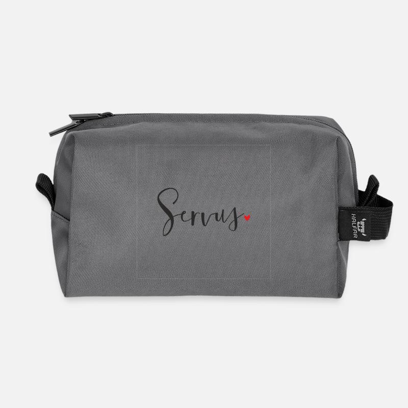 Servus Herz Dekoration Geschenk Gruß - Recycelte Kulturtasche - Anthrazit