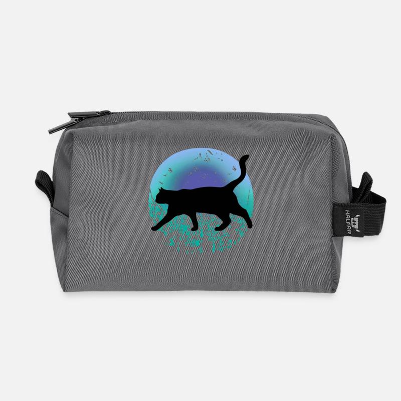 Black cat - Recycled Toiletry Zip Bag - anthracite
