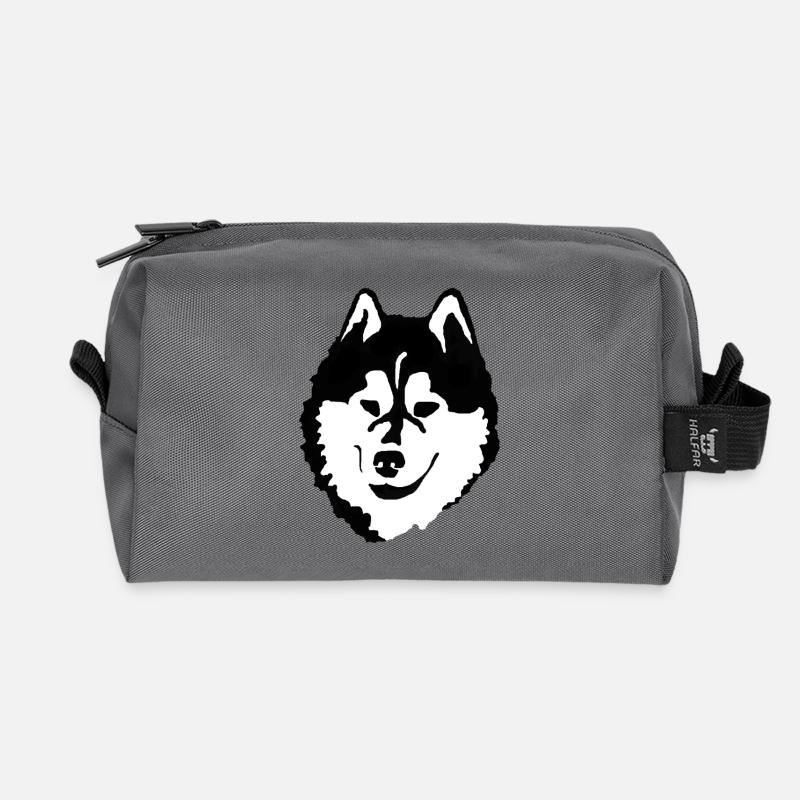 Schwarzweiß Alaskan Malamute Kopf Silhouette - Recycelte Kulturtasche - Anthrazit