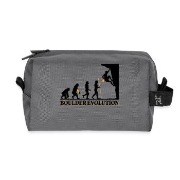 Boulder Evolution Klettern Bergsteigen Spruch - Recycelte Kulturtasche - Anthrazit - Vorne