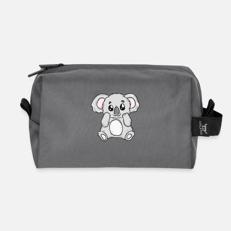 Kleiner Koala Kuschelfigur - Recycelte Kulturtasche - Anthrazit