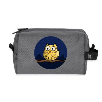 Cute owl at night - Recycled Toiletry Zip Bag - anthracite - Front