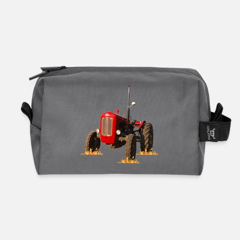 Roter Traktor Kraftdruck - Recycelte Kulturtasche - Anthrazit