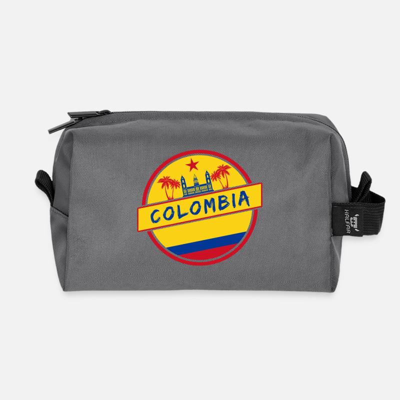 Conception de la Colombie avec drapeau national - Trousse de toilette en tissu recyclé - anthracite