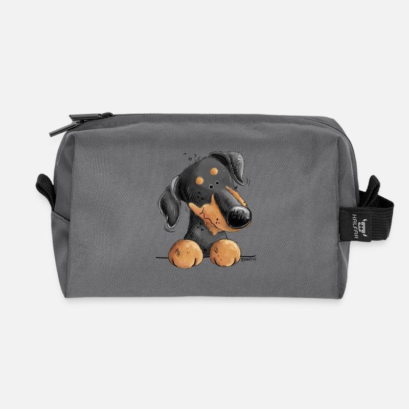 Lustiger Dobermann Oder Pinscher I Hund Comic - Recycelte Kulturtasche - Anthrazit