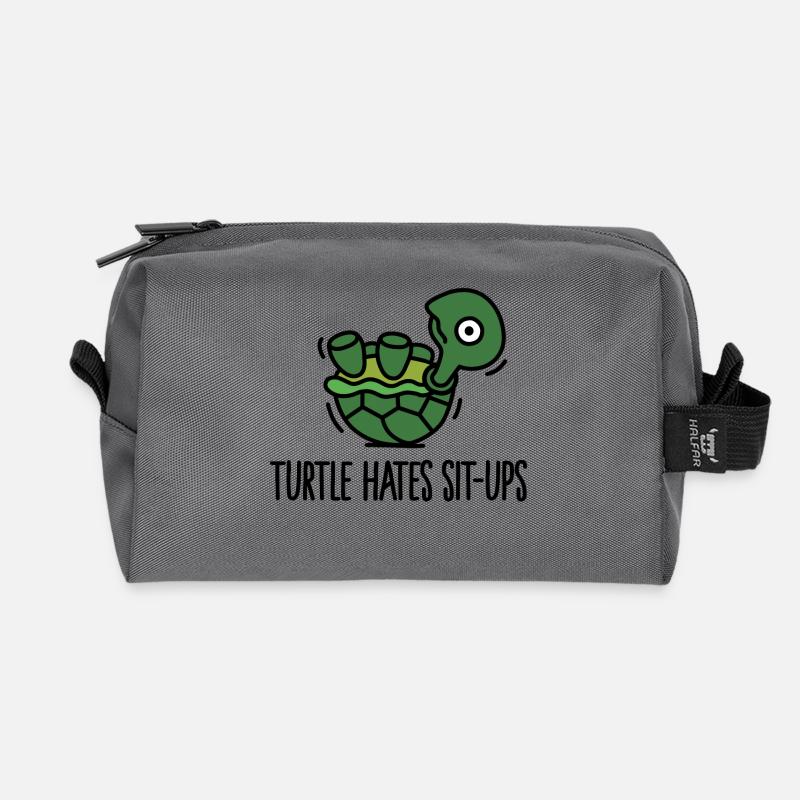 Turtle hates sit-ups - Recycelte Kulturtasche - Anthrazit