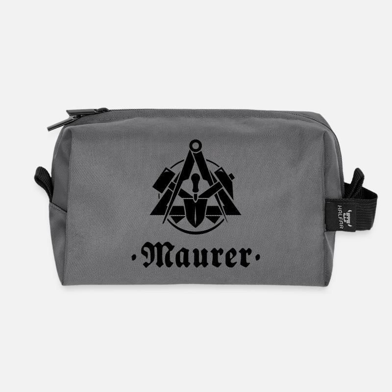 Maurer, Zunftzeichen mit alter Schrift - Recycelte Kulturtasche - Anthrazit