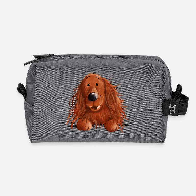 Neugieriger Irish Setter - Recycelte Kulturtasche - Anthrazit